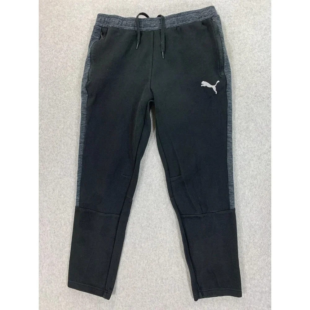 Puma Black & Gray Mens Jogger Sweatpants